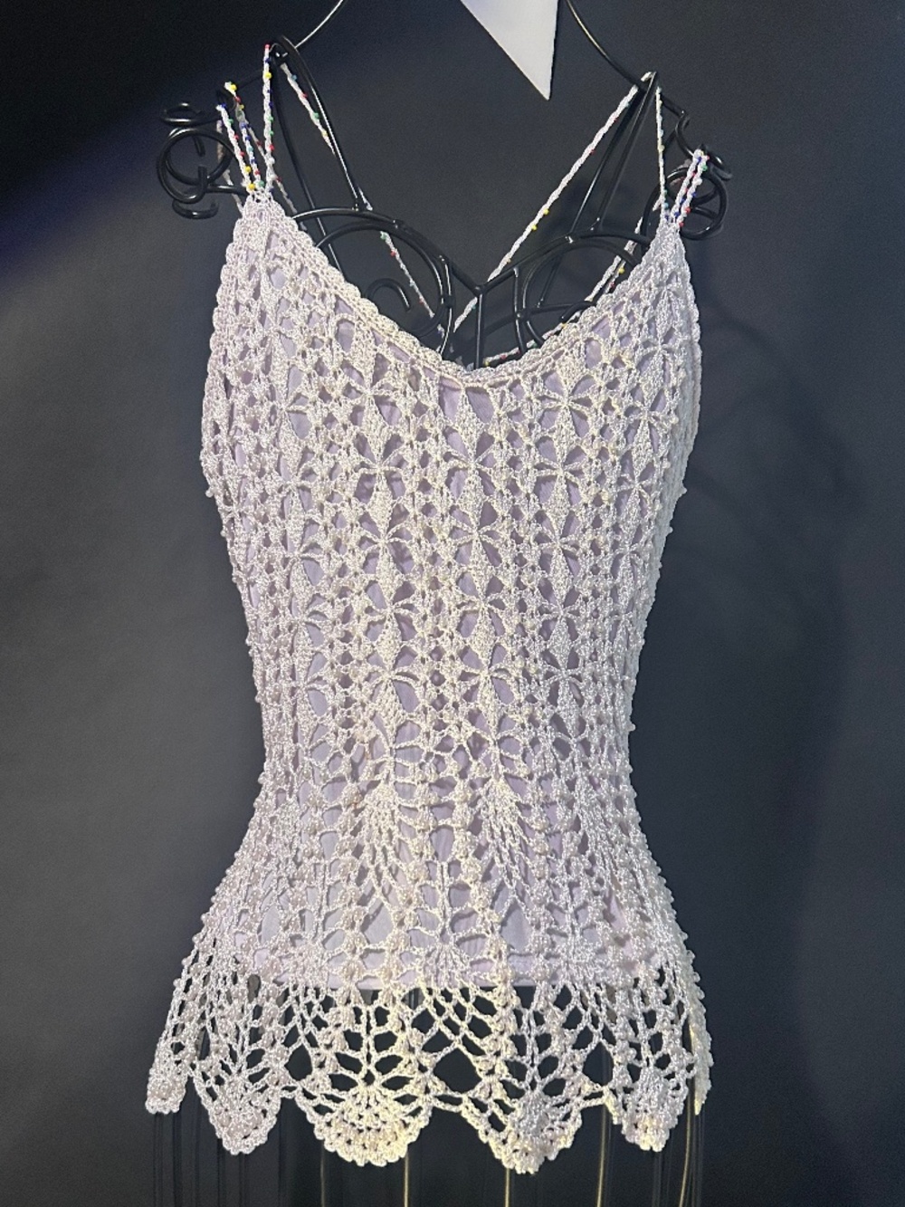 Beautiful Beaded weblike Tank Top - Picture 3 of 11